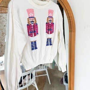 Women's Nutcracker Sweater - White and Pink